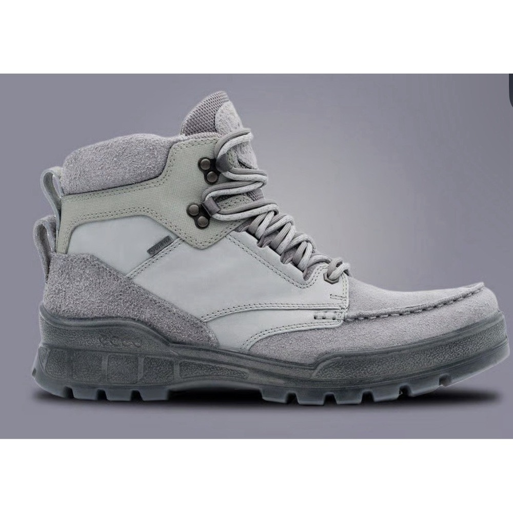 New $275 Ecco Concepts 42 Men 8-8.5 Track 25 High GTX Hiking Leather Boots Gray